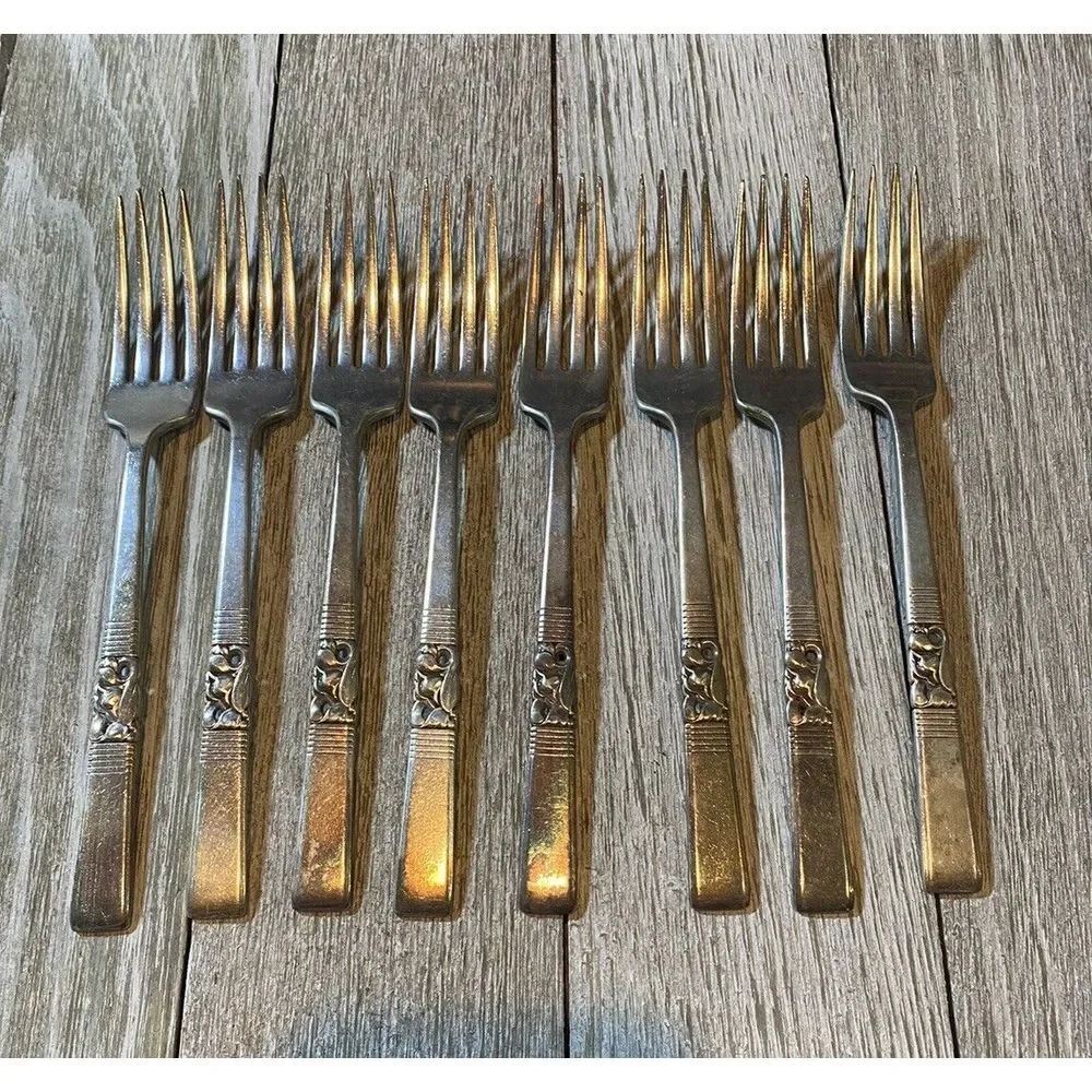 Community‎ Silver Plate Flatware, Morning Star Pattern Set Of 8 Forks